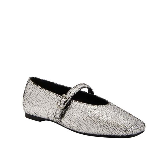 Katy Perry The Evie Mary Jane Flats Silver Metallic Glass Women's Size 12 NWT - Picture 1 of 9